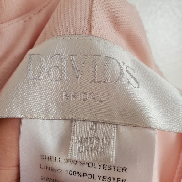 David's Bridal Petal Pink Mesh Bridesmaids Midi Dress Women's Size 4 - Picture 5 of 6